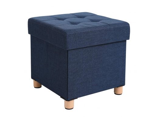 Poef - opvouwbaar - met poten - stof - 38 cm - donkerblauw 