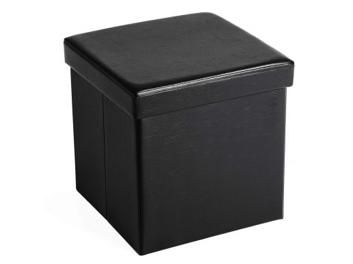 Poef - opvouwbaar - zonder poten - eco-leder - 38 cm - zwart