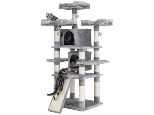 Tweedekans - Grote kattenboom voor veel Katten - Comfortabel - Zacht en Stabiel voor Volwassen Kat, 172 cm Hoog - Lichtgrijs
