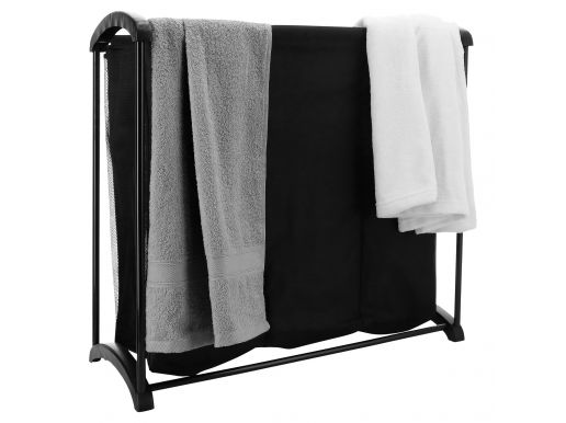 Wasmand -  Wassorteerder met 3 Vakken - Waszakken voor Wasgoed - Zwart