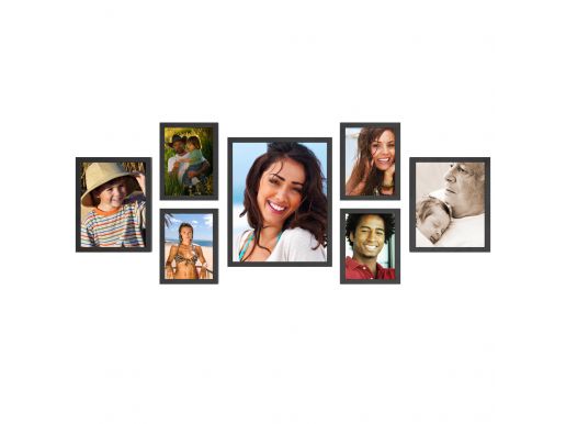 Set van 7 fotokaders - formaten 28x35, 20x25, 15x20 - MDF - zwart