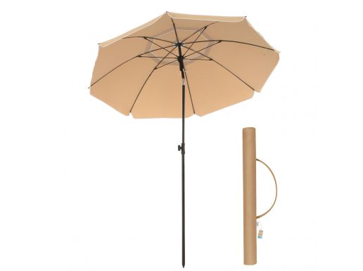 Tweedekans - Stokparasol - Ø 160 cm - achthoekig - kantelbaar - met draagtas - taupe