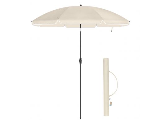 Stokparasol - Ø 160 cm - achthoekig - kantelbaar - met draagtas - beige