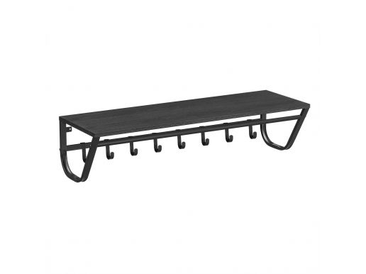 Tweedekans - Wandkapstok - 8 haken - met rail - 90x20x30 cm - zwart