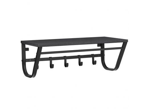 Tweedekans - Wandkapstok - 5 haken - met rail - 60x20x30 cm - zwart 