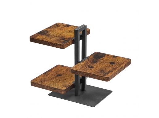 Desserttoren met 3 plankjes - 25cm hoog - vintage bruin