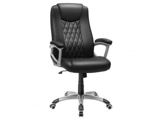 Luxe design manager bureaustoel - gestikt patroon - zwart 