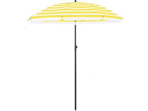 Stokparasol - Ø 160 cm - achthoekig - kantelbaar - met draagtas - geel/wit