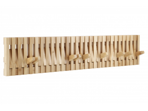 Wandkapstok - kapstok met 28 verstelbare haken - voor in gang, woonkamer, slaapkamer, badkamer - 87 cm lengte - bamboe 