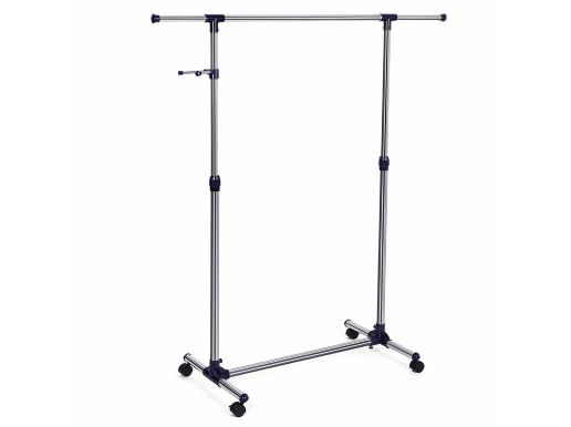 Mobiel kledingrek - verstelbaar - 1 rail en 2 haken - 87x165x44 cm - zilvergrijs