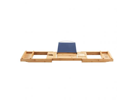 Tweedekans - Luxe badplank - uitschuifbaar - met boekenhouder - bamboe 