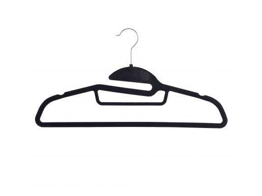 Anti-slip kledinghangers - fluweel - 20 stuks - met broeklat of roklat - zwart
