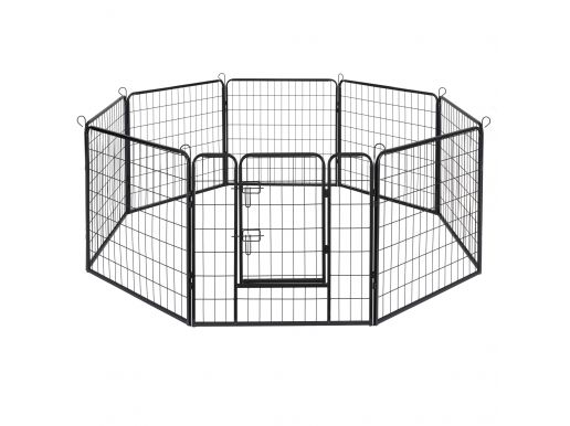 Hondenren in 8 panelen - hondenkennel - cirkelvormig of rechthoekig - 80 cm hoog - zwart