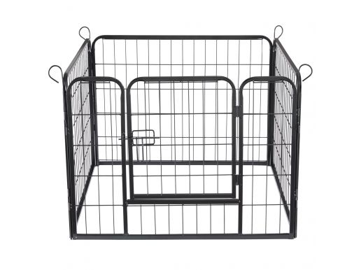 Hondenren in 4 panelen - hondenkennel - met deur - 60 cm hoog - zwart